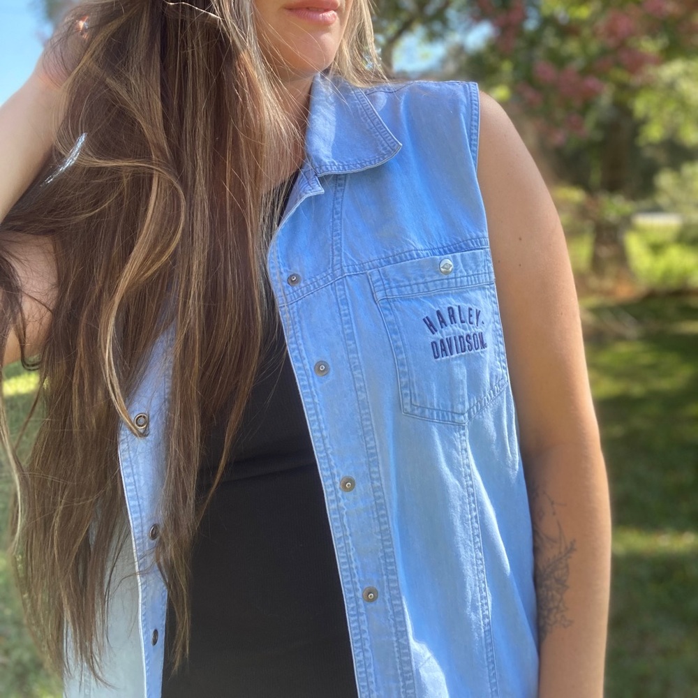 Harley Davidson denim cutoff vest